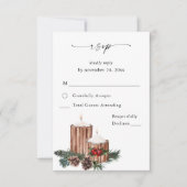 kerstbessen en pine op maaltijd RSVP VER 2 Kaartje (Voorkant)