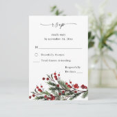 kerstbessen en pine op maaltijd RSVP VER Kaartje (Staand voorkant)