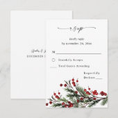 kerstbessen en pine op maaltijd RSVP VER Kaartje (Voorkant / Achterkant)