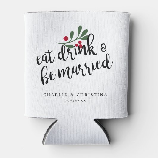 Kerstbessen Eten Drinken en Getrouwd Blikjeskoeler (Voorkant)