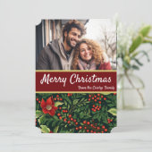 Kerstbessen Familie Feestdagenkaart (Staand voorkant)