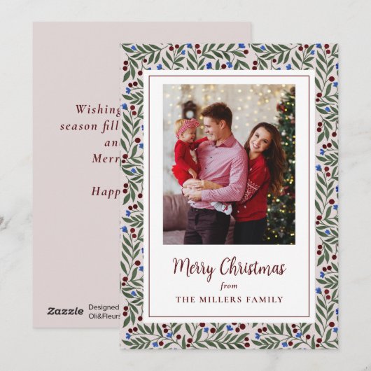 kerstbessen feestdagenkaart (Voorkant / Achterkant)