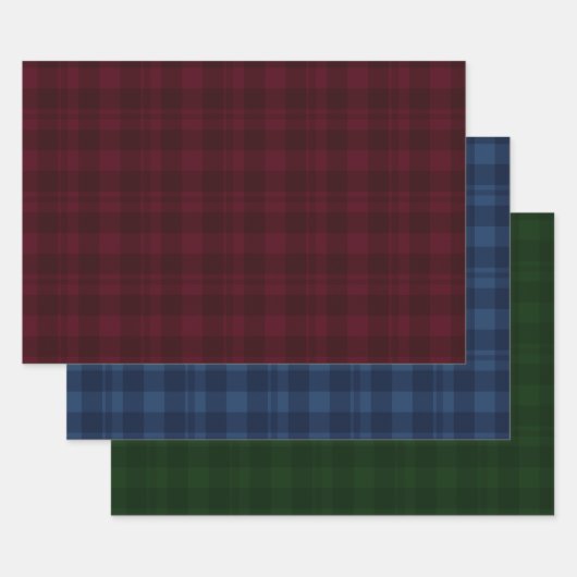 Kerstbessen gesorteerd Tartan Inpakpapier Vel (Set)