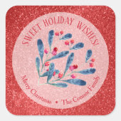 kerstbessen Glitter Homemade Holiday Baking Vierkante Sticker (Voorkant)