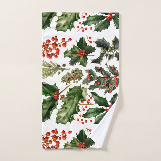 Kerstbessen Holly bladeren. Kerstbessen Bad Handdoek (Handdoek)