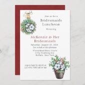 kerstbessen katoenbridesmaids Luncheon Kaart (Voorkant / Achterkant)