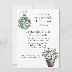kerstbessen katoenbridesmaids Luncheon Kaart