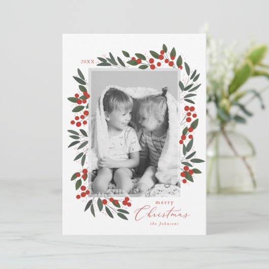 Kerstbessen Kerstkaart (Staand voorkant)