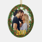 Kerstbessen krans aangepaste foto keramisch ornament (Rechts)