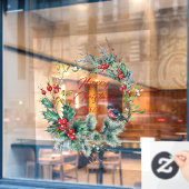 Kerstbessen krans Bullfinch, tekst Raamsticker (Cafe Raam)