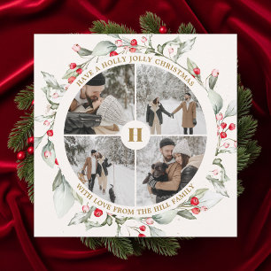 Kerstbessen krans foto collage feestdagenkaart