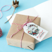 Kerstbessen krans rode Robin Cadeaulabel