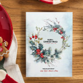 Kerstbessen krans Vrolijke Kerstmis Typograaf Kaart