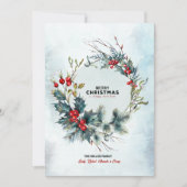 Kerstbessen krans Vrolijke Kerstmis Typograaf Kaart (Voorkant)