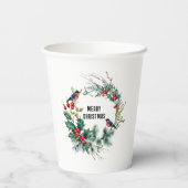 Kerstbessen krans Vrolijke Kerstmis Typograaf Papieren Bekers (Achterkant)