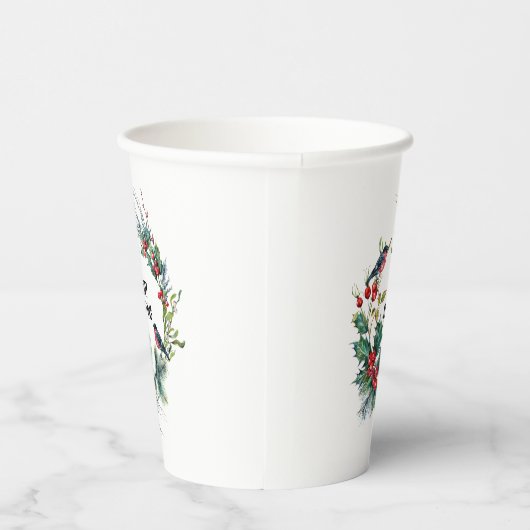 Kerstbessen krans Vrolijke Kerstmis Typograaf Papieren Bekers (Rechts)