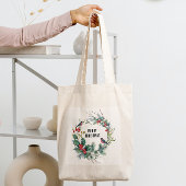 Kerstbessen krans Vrolijke Kerstmis Typograaf Tote Bag