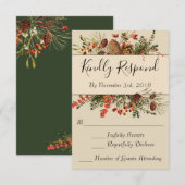 kerstbessen RSVP-kaart met groen terug RSVP Kaartje (Voorkant / Achterkant)
