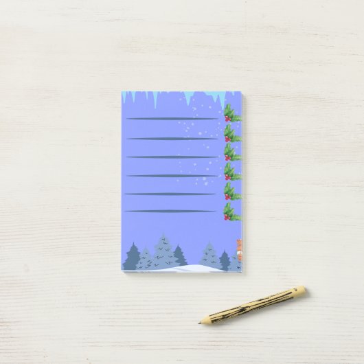 Kerstbessen - Snowy Forest Post-it Notes (Op bureau)