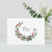 Kerstbessen | Vakantie bruiloft maaltijd keuze RSVP Kaartje (Staand voorkant)