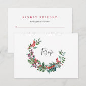 Kerstbessen | Vakantie bruiloft maaltijd keuze RSVP Kaartje (Voorkant / Achterkant)