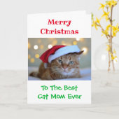 Kerstbeste Cat Mam ooit Foto Kaart (Gele Bloem)