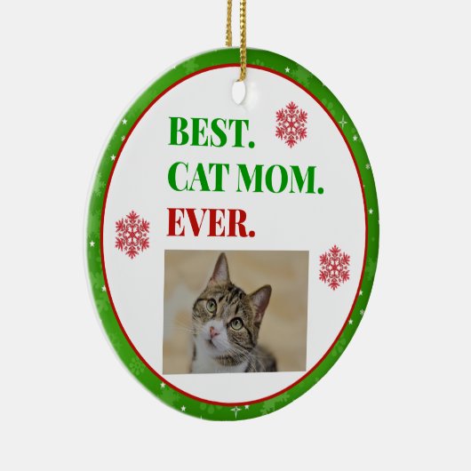 Kerstbeste Cat Mam ooit Foto Keramisch Ornament (Rechts)