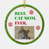 Kerstbeste Cat Mam ooit Foto Keramisch Ornament (Voorkant)