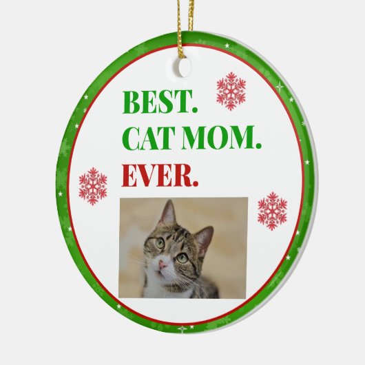 Kerstbeste Cat Mam ooit Foto Keramisch Ornament (Links)