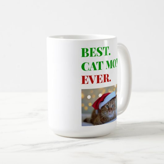 Kerstbeste Cat Mam ooit Foto Koffiemok (Voorkant rechts)
