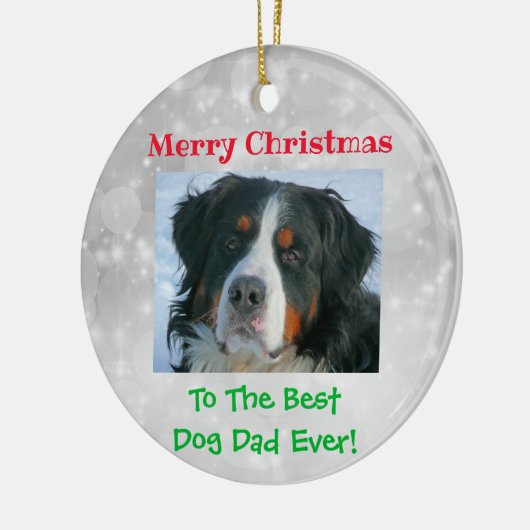 Kerstbeste foto van pap met ever keramisch ornament (Links)