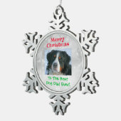 Kerstbeste foto van pap met ever tin sneeuwvlok ornament (Rechts)