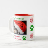 Kerstbeste foto van pap met ever tweekleurige koffiemok (Voorkant links)