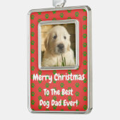 Kerstbeste foto van pap met ever verzilverd omlijst ornament (Links)