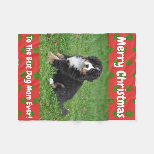 Kerstbeste hond Mam Oog Foto Fleece Deken (Voorkant (Horizontaal))