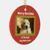 Kerstbeste hond Mam Oog Foto Keramisch Ornament (Rechts)