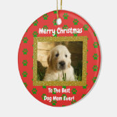 Kerstbeste hond Mam Oog Foto Keramisch Ornament (Links)