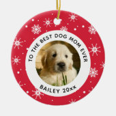 Kerstbeste hond Mam Oog Foto Keramisch Ornament (Voorkant)