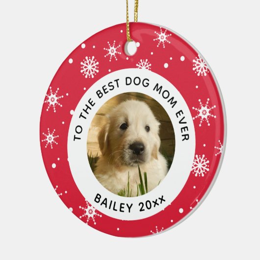 Kerstbeste hond Mam Oog Foto Keramisch Ornament (Links)