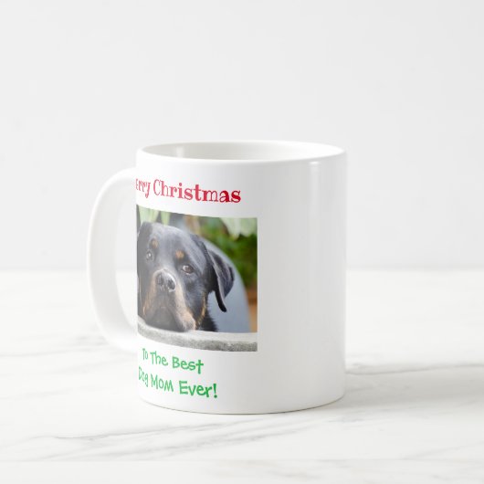 Kerstbeste hond Mam Oog Foto Koffiemok (Voorkant links)