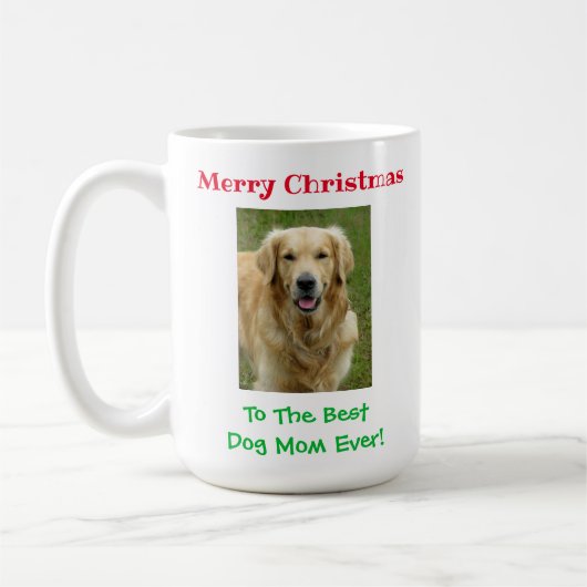 Kerstbeste hond Mam Oog Foto Koffiemok (Links)