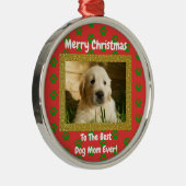 Kerstbeste hond Mam Oog Foto Metalen Ornament (Rechts)