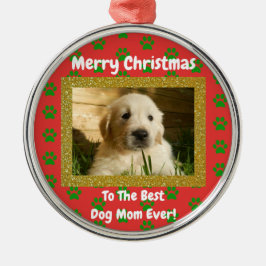 Kerstbeste hond Mam Oog Foto Metalen Ornament