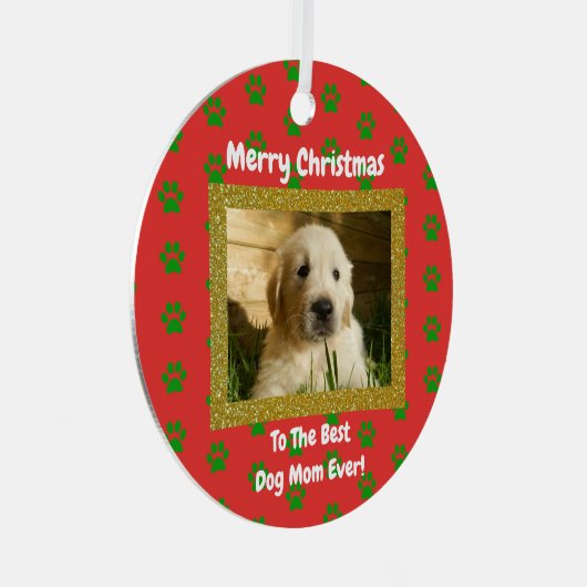 Kerstbeste hond Mam Oog Foto Metalen Ornament (Voorkant Rechts)