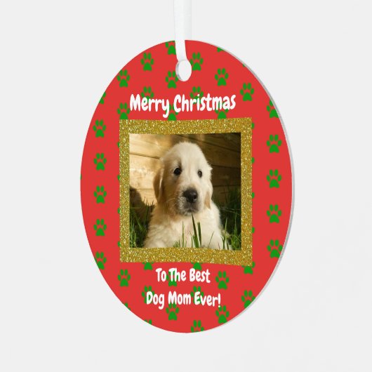 Kerstbeste hond Mam Oog Foto Metalen Ornament (Voorkant links)