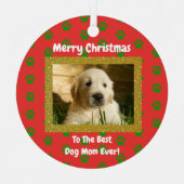 Kerstbeste hond Mam Oog Foto Metalen Ornament (Voorkant)