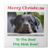 Kerstbeste hond Mam Oog Foto Tegeltje (Voorkant)