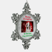Kerstbeste hond Mam Oog Foto Tin Sneeuwvlok Ornament (Links)
