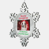 Kerstbeste hond Mam Oog Foto Tin Sneeuwvlok Ornament (Rechts)