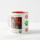 Kerstbeste hond Mam Oog Foto Tweekleurige Koffiemok (Voorkant links)